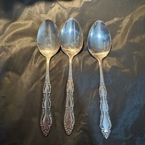 National Stainless Korea Tablespoons Set of 3 Vintage Scroll Pattern Silverware
